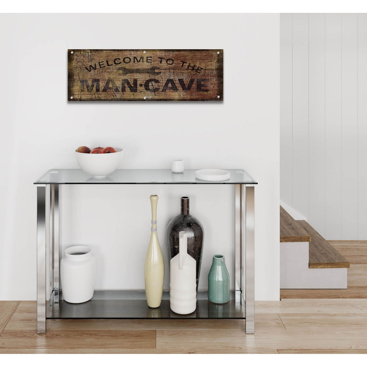 Mancave With Wrench by Art Licensing Studio - 36x12 acrylic wall art in a room