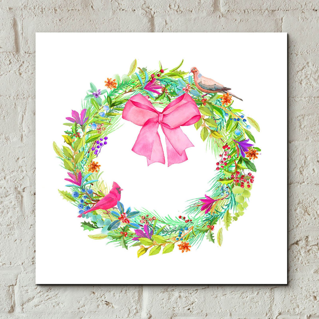 Merry Meta Wreath by Art Licensing Studio - 12x12 acrylic wall art in a room