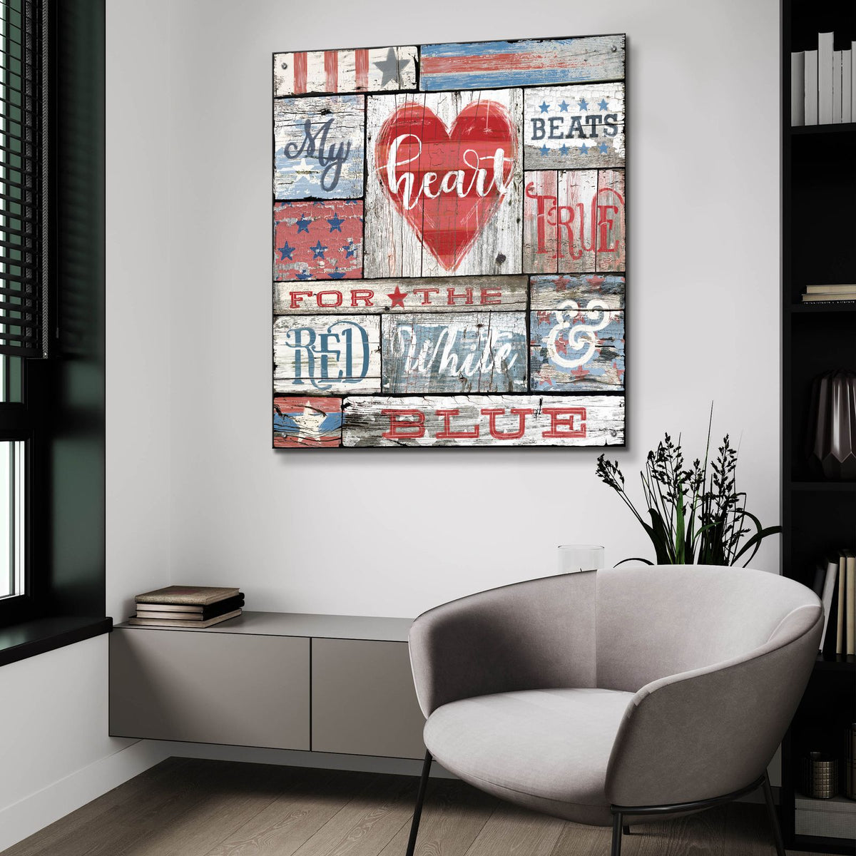 My Patriotic Heart by Art Licensing Studio - 36x36 acrylic wall art in a room