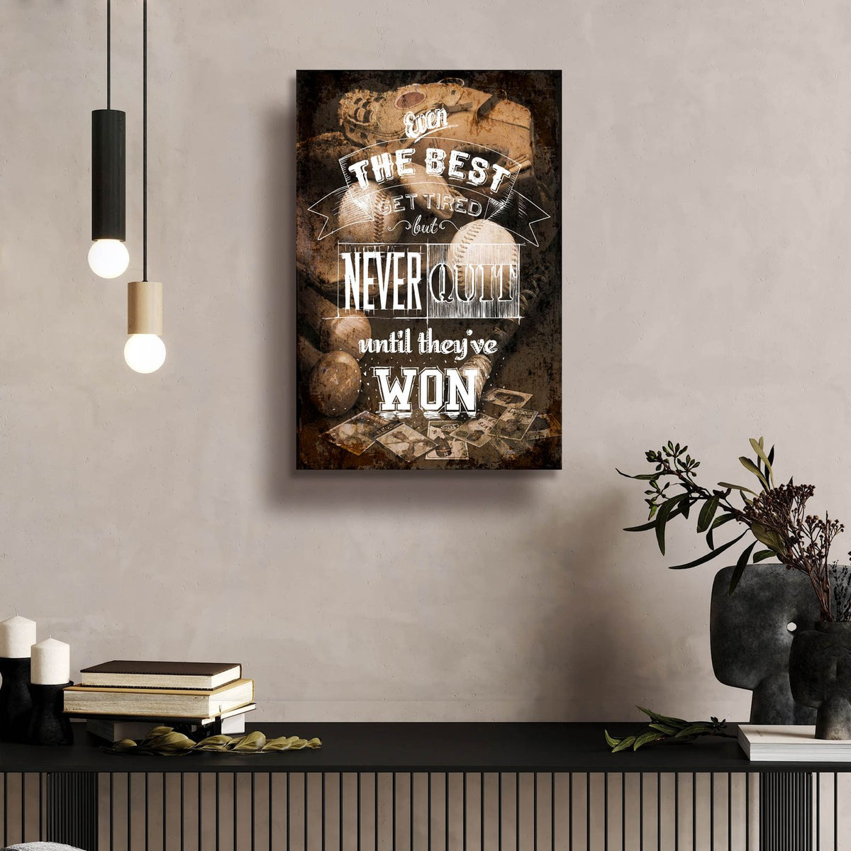 Never Quit by Art Licensing Studio - 16x24 acrylic wall art in a room