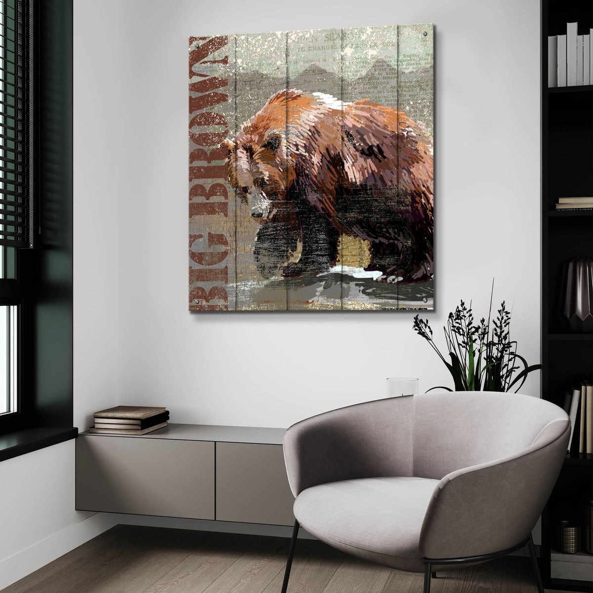 Open Season Bear by Art Licensing Studio - 36x36 acrylic wall art in a room