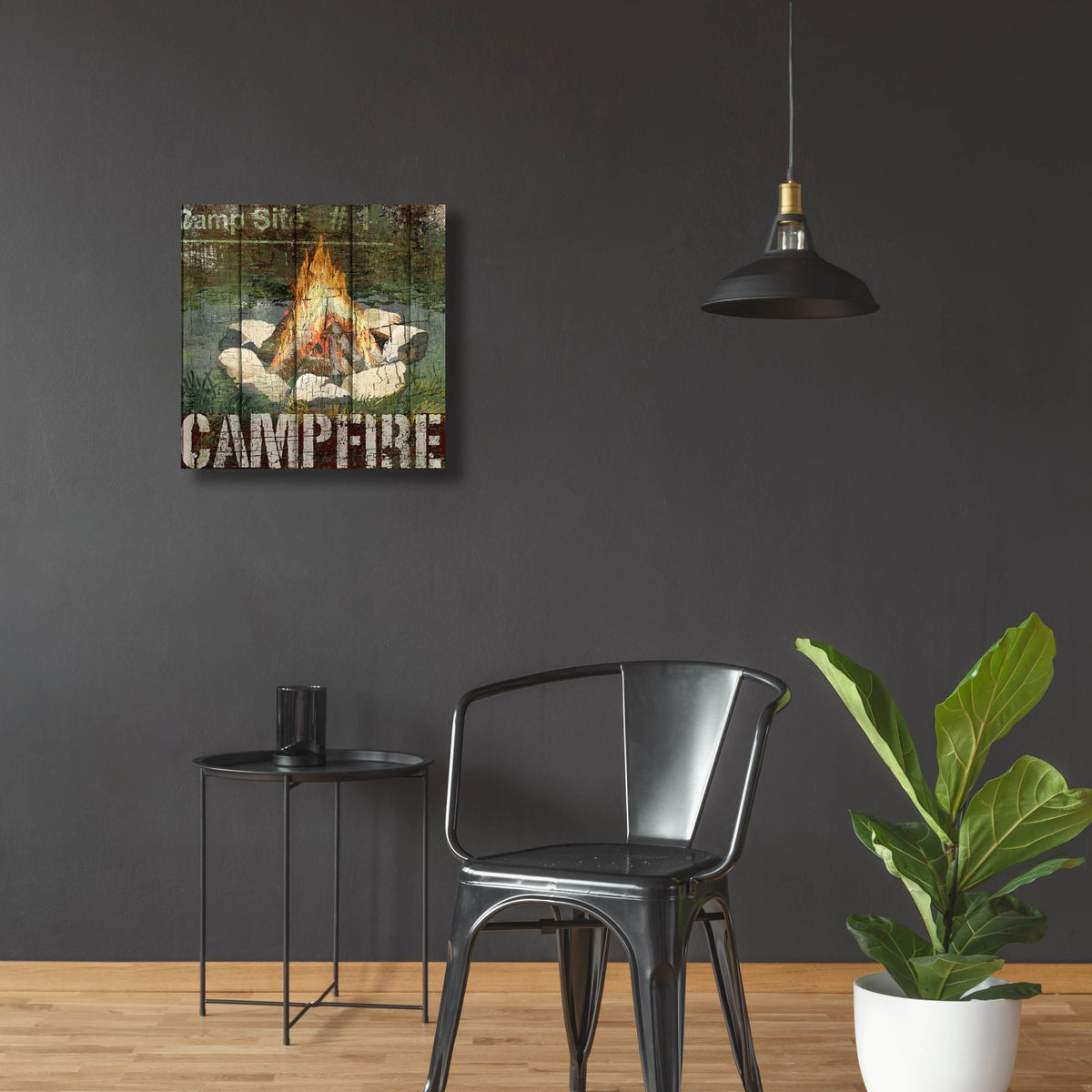 Open Season Campfire by Art Licensing Studio - 24x24 acrylic wall art in a room