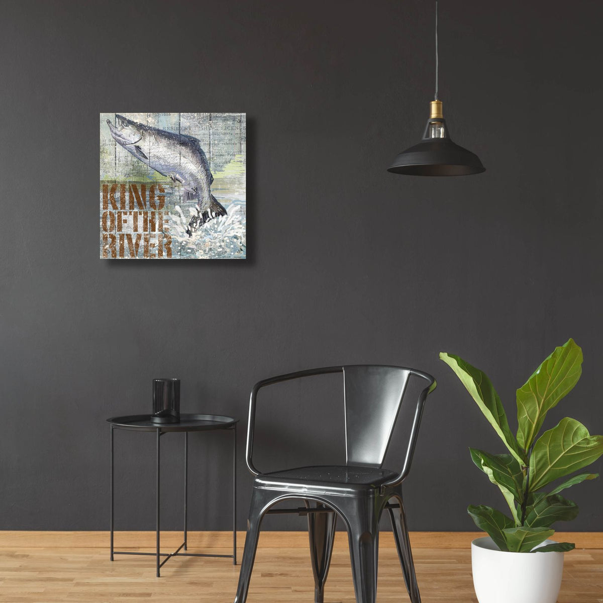 Open Season King Salmon by Art Licensing Studio - 24x24 acrylic wall art in a room