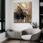 Open Season Moose by Art Licensing Studio - 36x36 acrylic wall art in a room