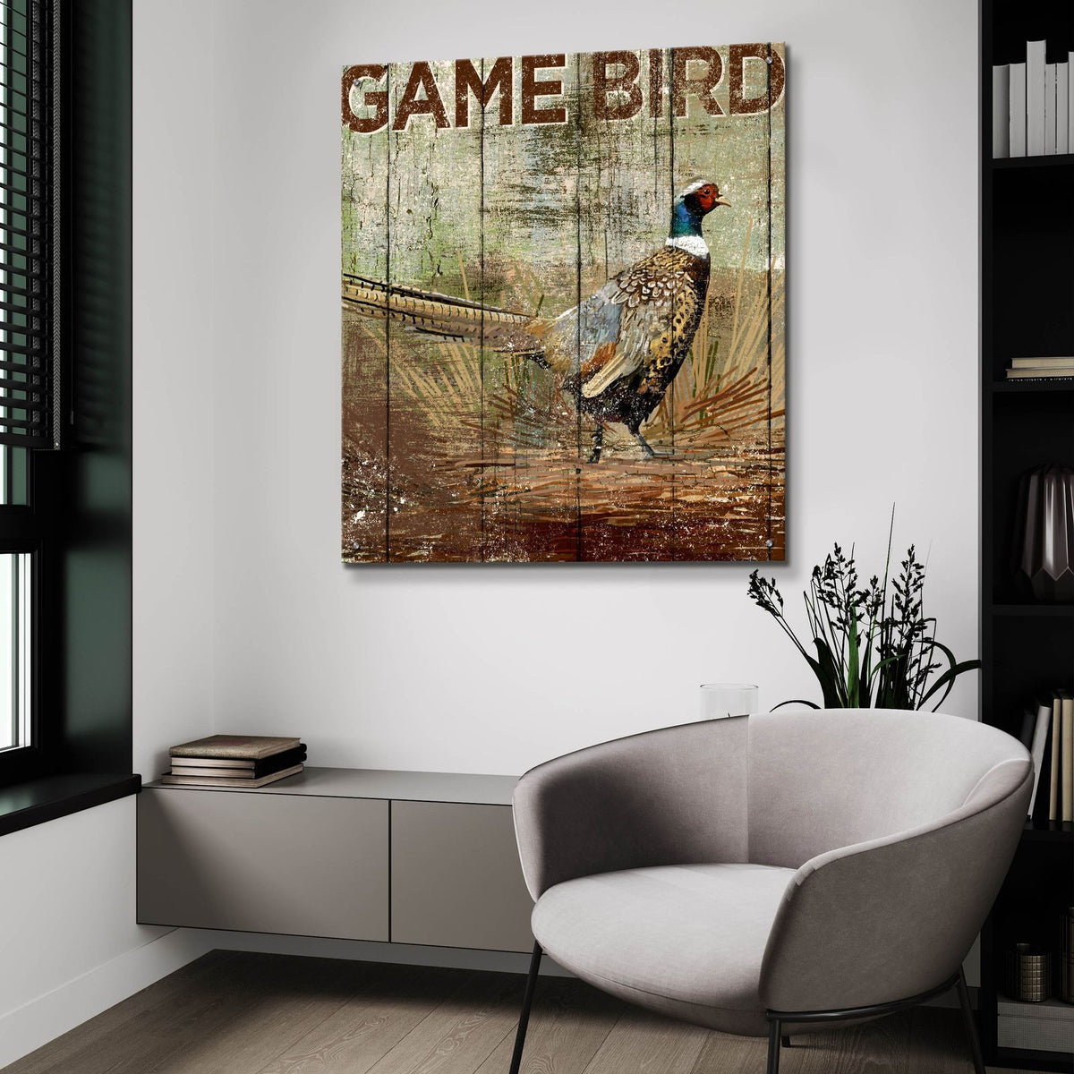 Open Season Pheasant by Art Licensing Studio - 36x36 acrylic wall art in a room