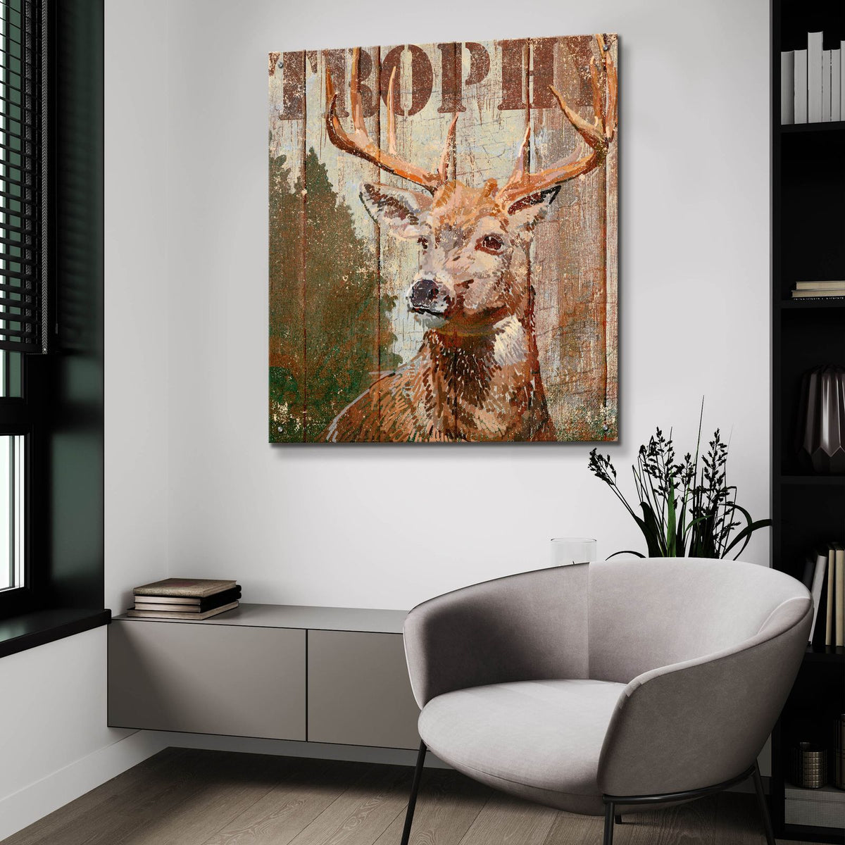 Open Season Trophy by Art Licensing Studio - 36x36 acrylic wall art in a room