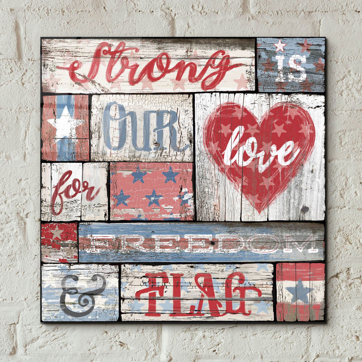 Our Patriotic Love by Art Licensing Studio - 12x12 acrylic wall art in a room