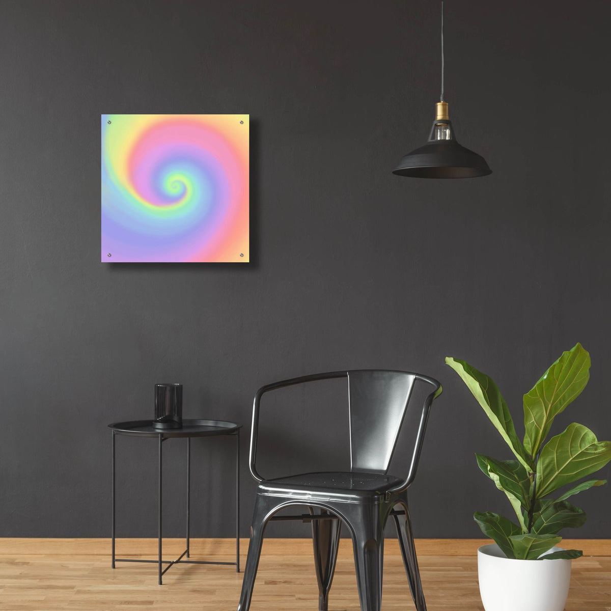 Pastel Rainbow Swirl by Art Licensing Studio - 24x24 acrylic wall art in a room