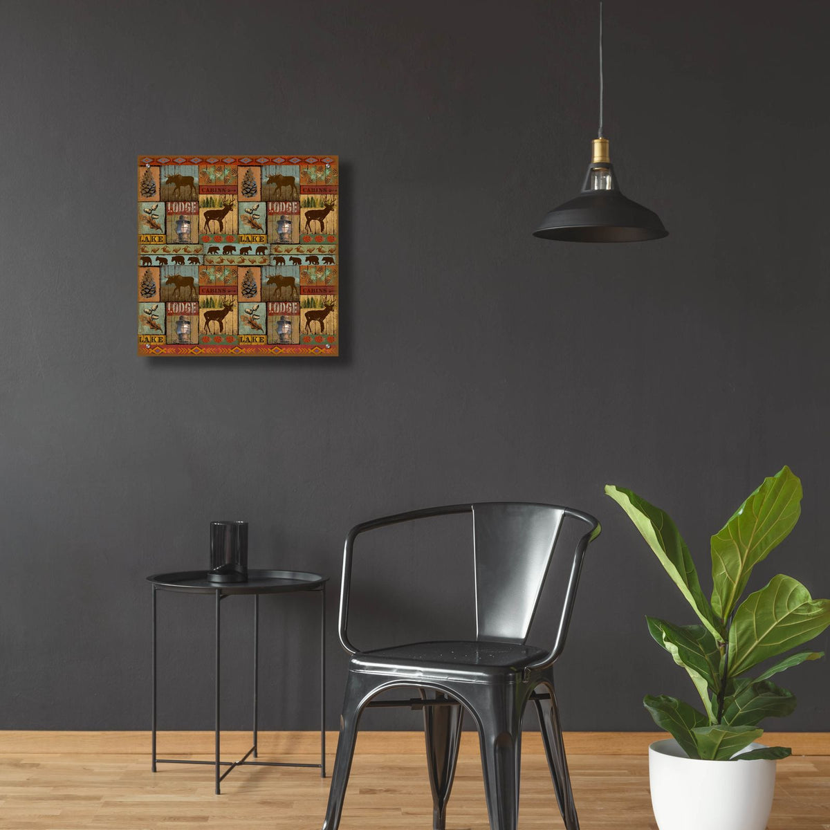 Patchwork Lodge And Cabin by Art Licensing Studio - 24x24 acrylic wall art in a room
