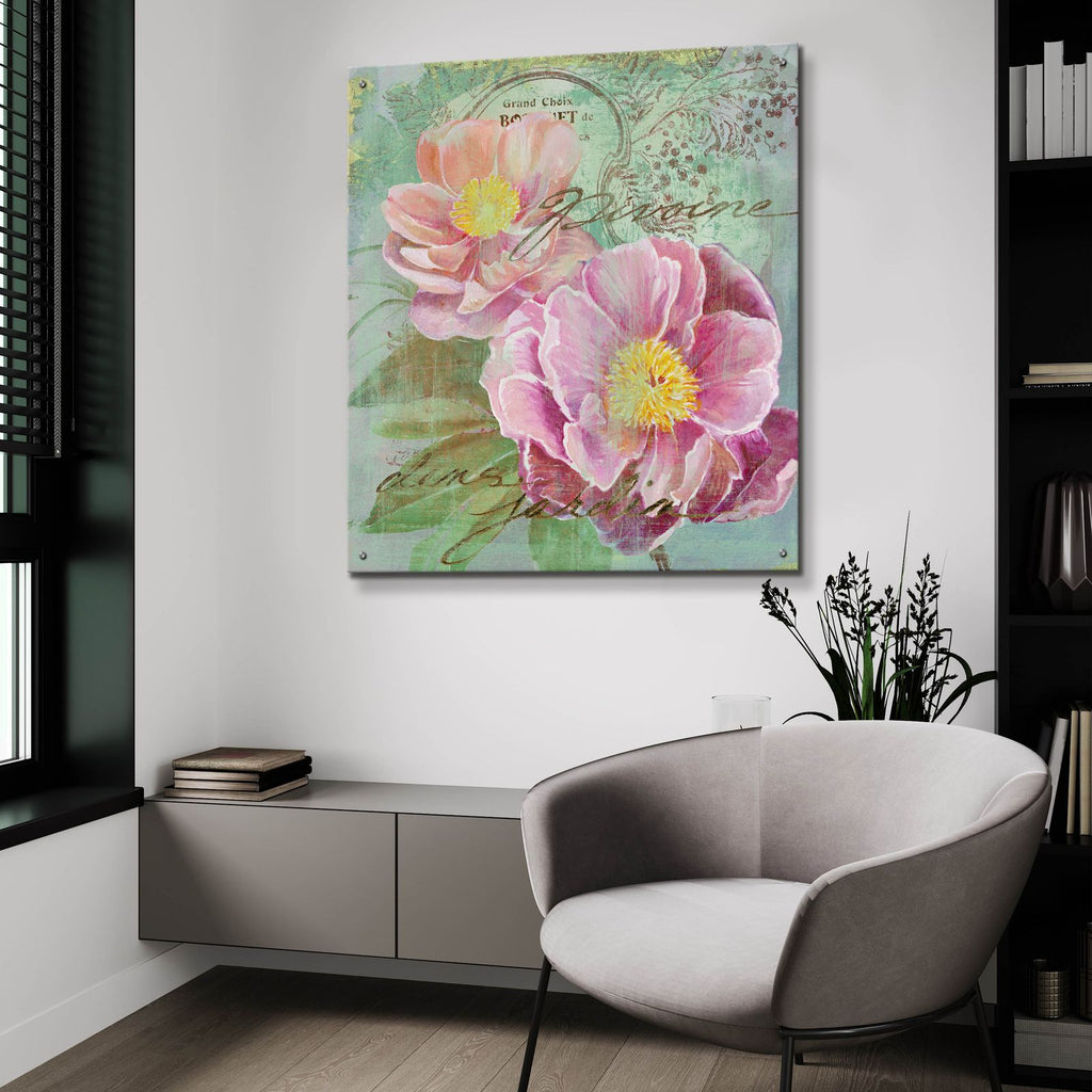 Peony Garden 1 by Art Licensing Studio - 36x36 acrylic wall art in a room