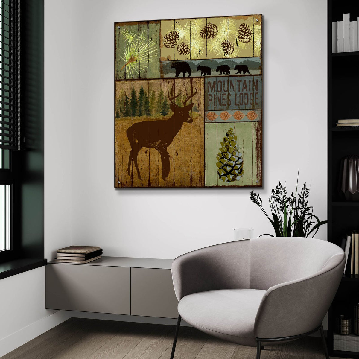 Pines And Oaks 3 by Art Licensing Studio - 36x36 acrylic wall art in a room