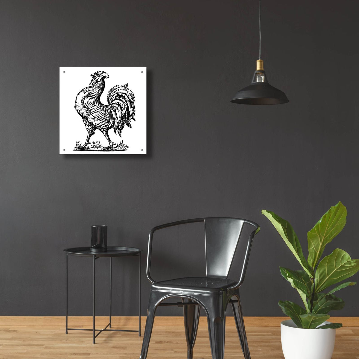 Proud Rooster by Art Licensing Studio - 24x24 acrylic wall art in a room