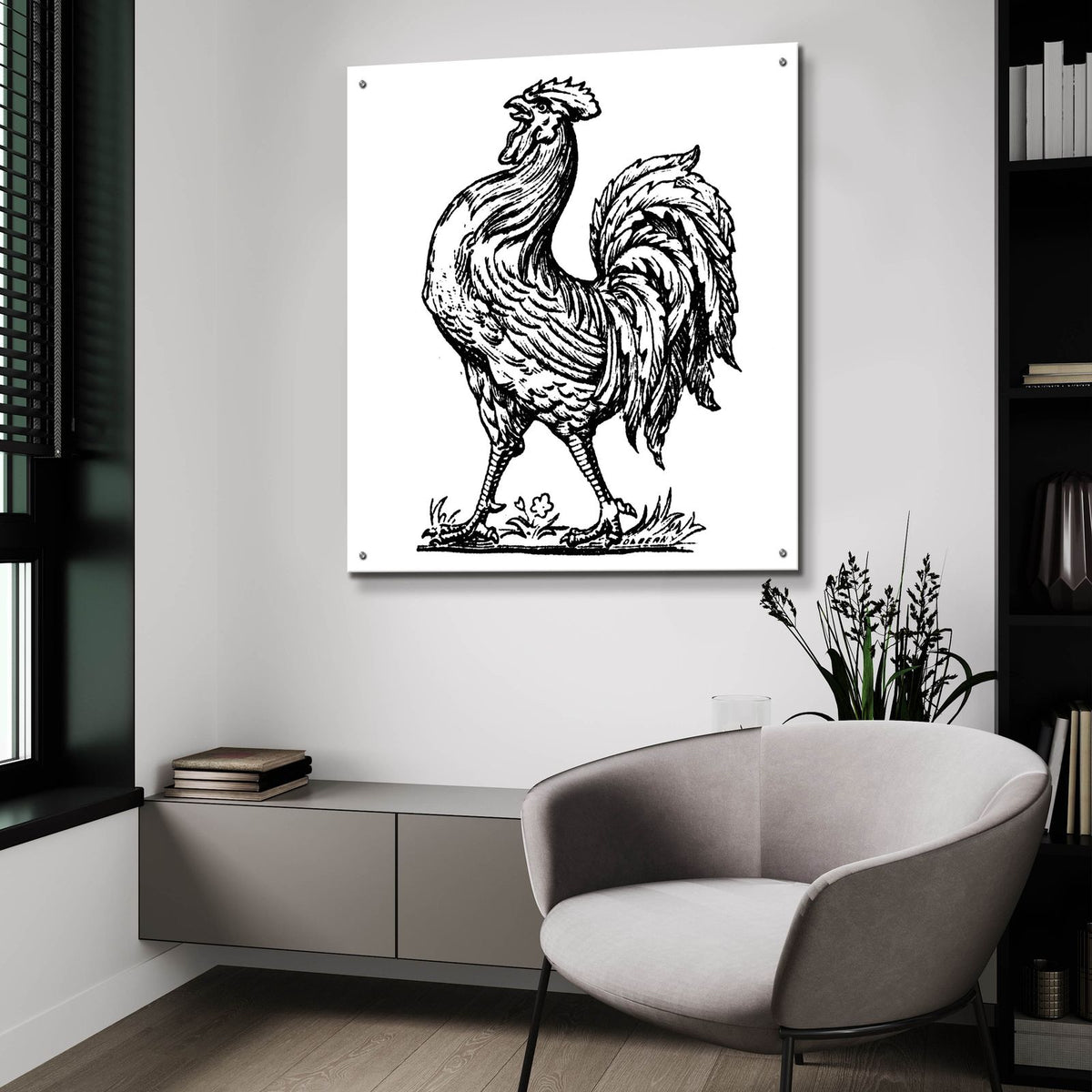 Proud Rooster by Art Licensing Studio - 36x36 acrylic wall art in a room