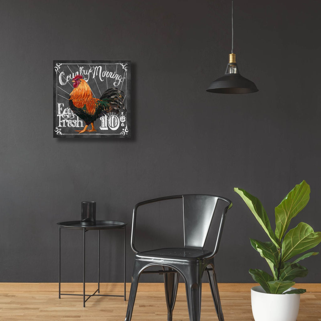 Rooster On Chalkboard 1 by Art Licensing Studio - 24x24 acrylic wall art in a room