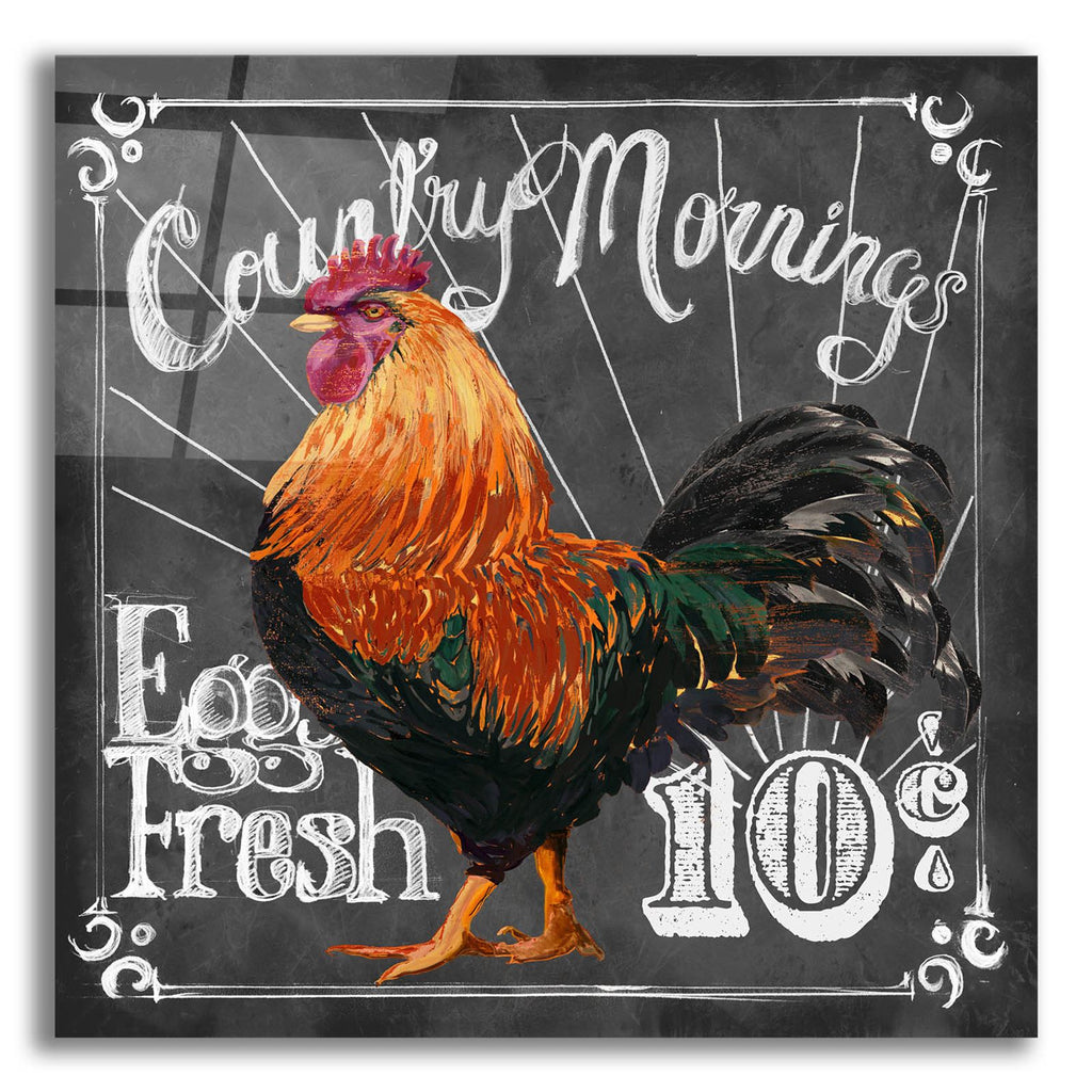 Rooster On Chalkboard 1 by Art Licensing Studio acrylic glass wall art