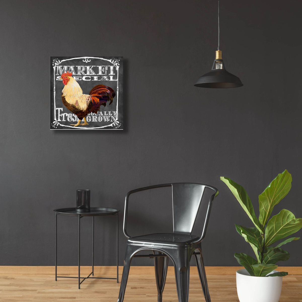Rooster On Chalkboard 4 by Art Licensing Studio - 24x24 acrylic wall art in a room