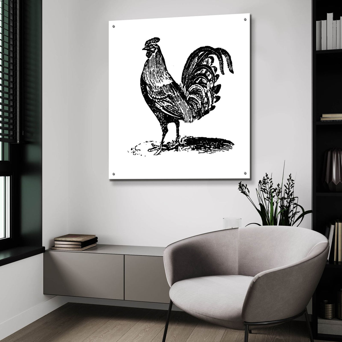 Rooster Ready by Art Licensing Studio - 36x36 acrylic wall art in a room