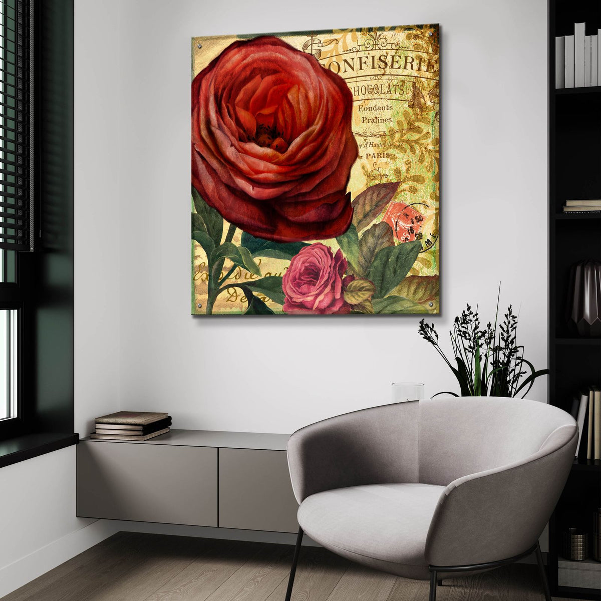 Rouge From The Garden 4 by Art Licensing Studio - 36x36 acrylic wall art in a room