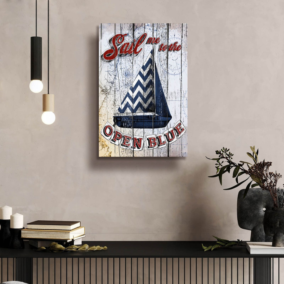 Sail Me by Art Licensing Studio - 16x24 acrylic wall art in a room