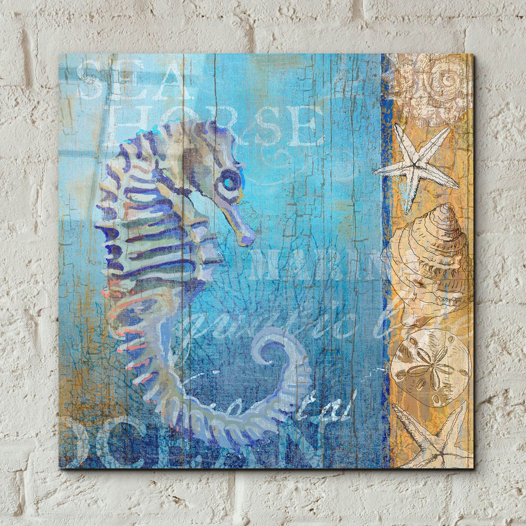 Sea Horse And Sea by Art Licensing Studio - 12x12 acrylic wall art in a room