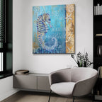 Sea Horse And Sea by Art Licensing Studio - 36x36 acrylic wall art in a room