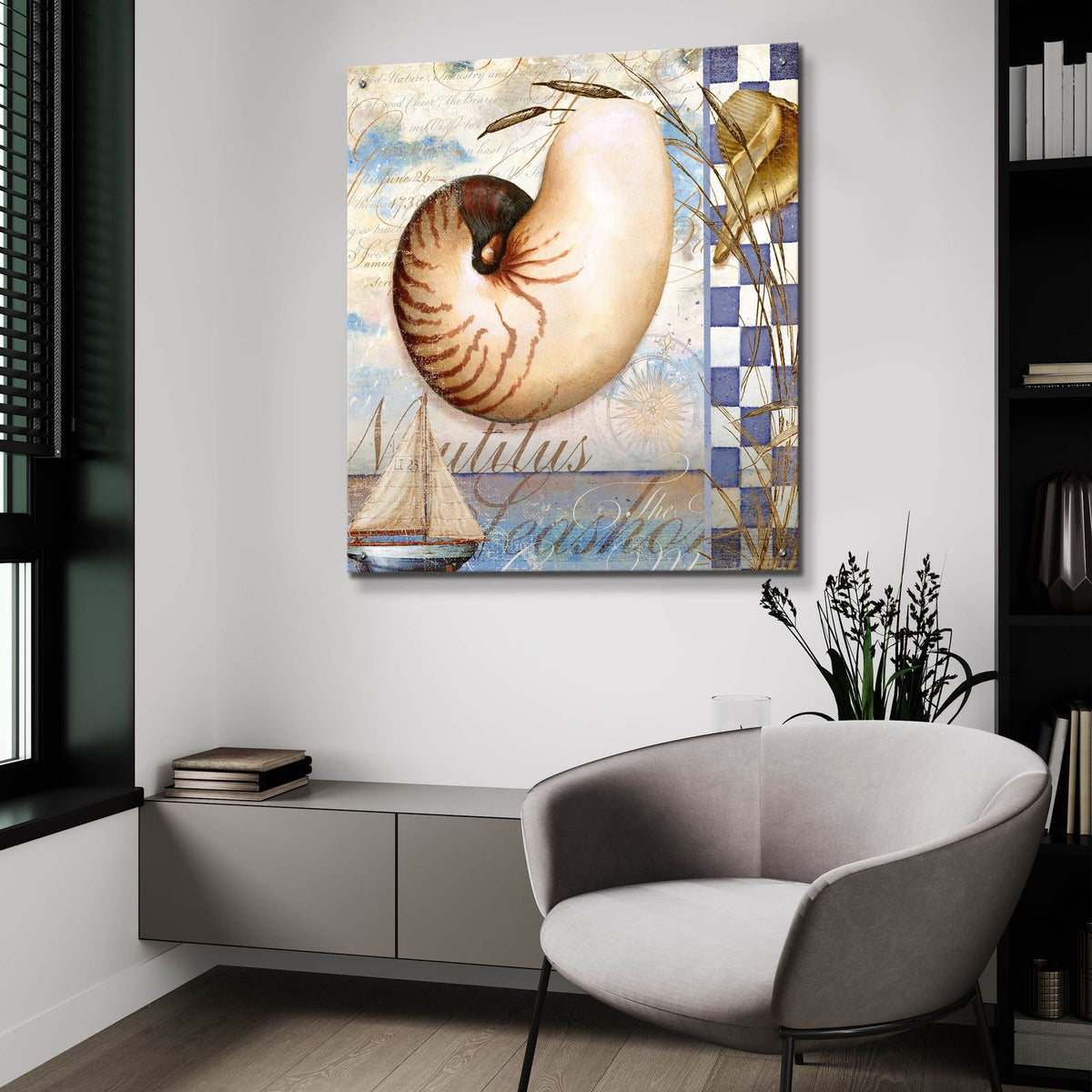 Shell Dreams 2 by Art Licensing Studio - 36x36 acrylic wall art in a room