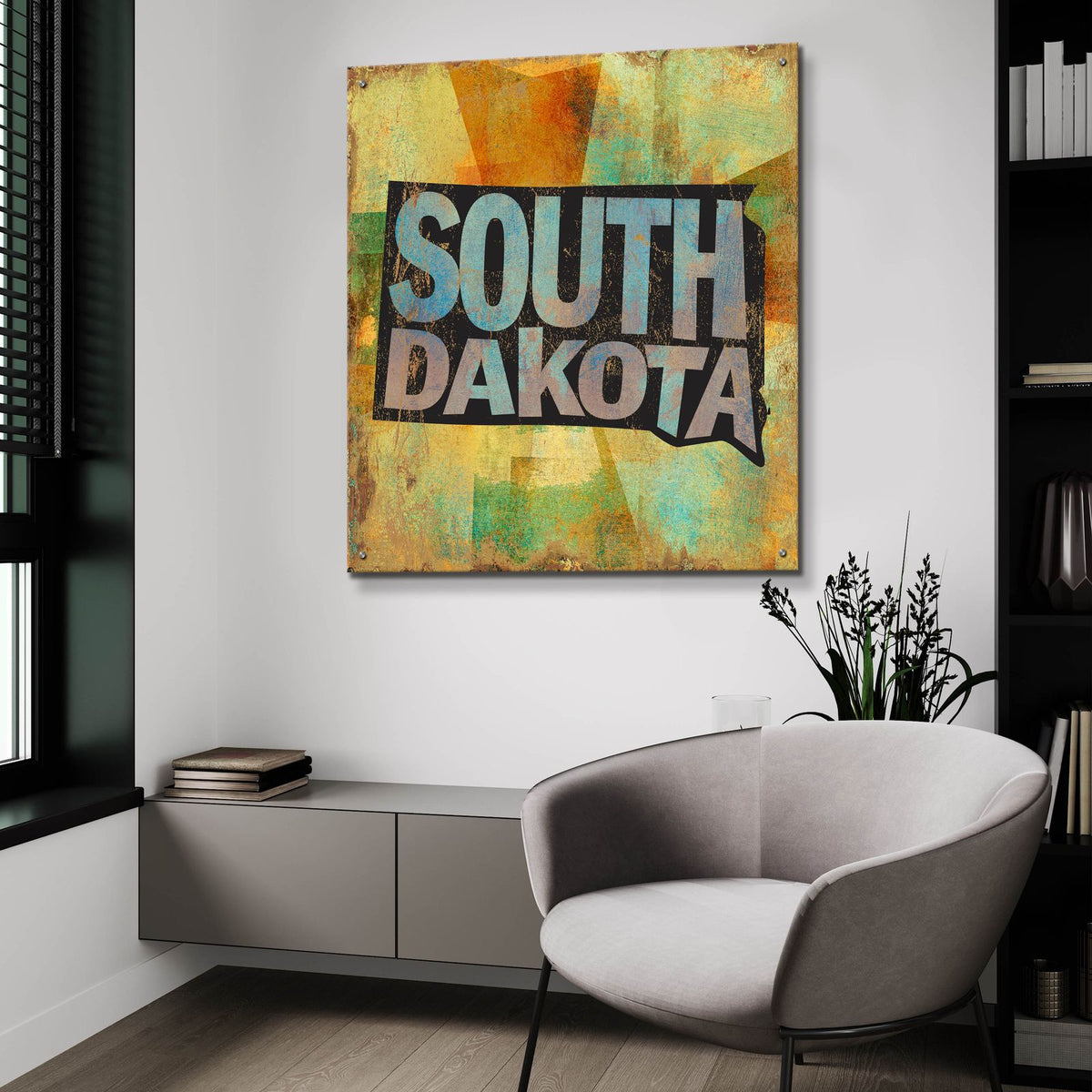 South Dakota 2 by Art Licensing Studio - 36x36 acrylic wall art in a room