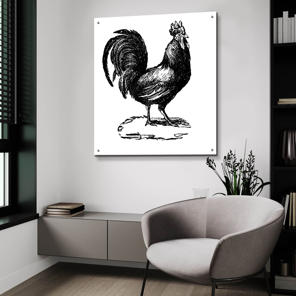 Standing Rooster by Art Licensing Studio - 36x36 acrylic wall art in a room