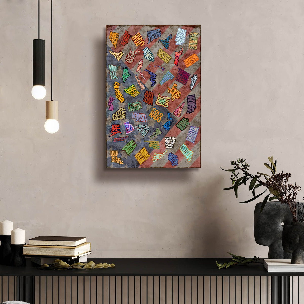 State Toss by Art Licensing Studio - 16x24 acrylic wall art in a room