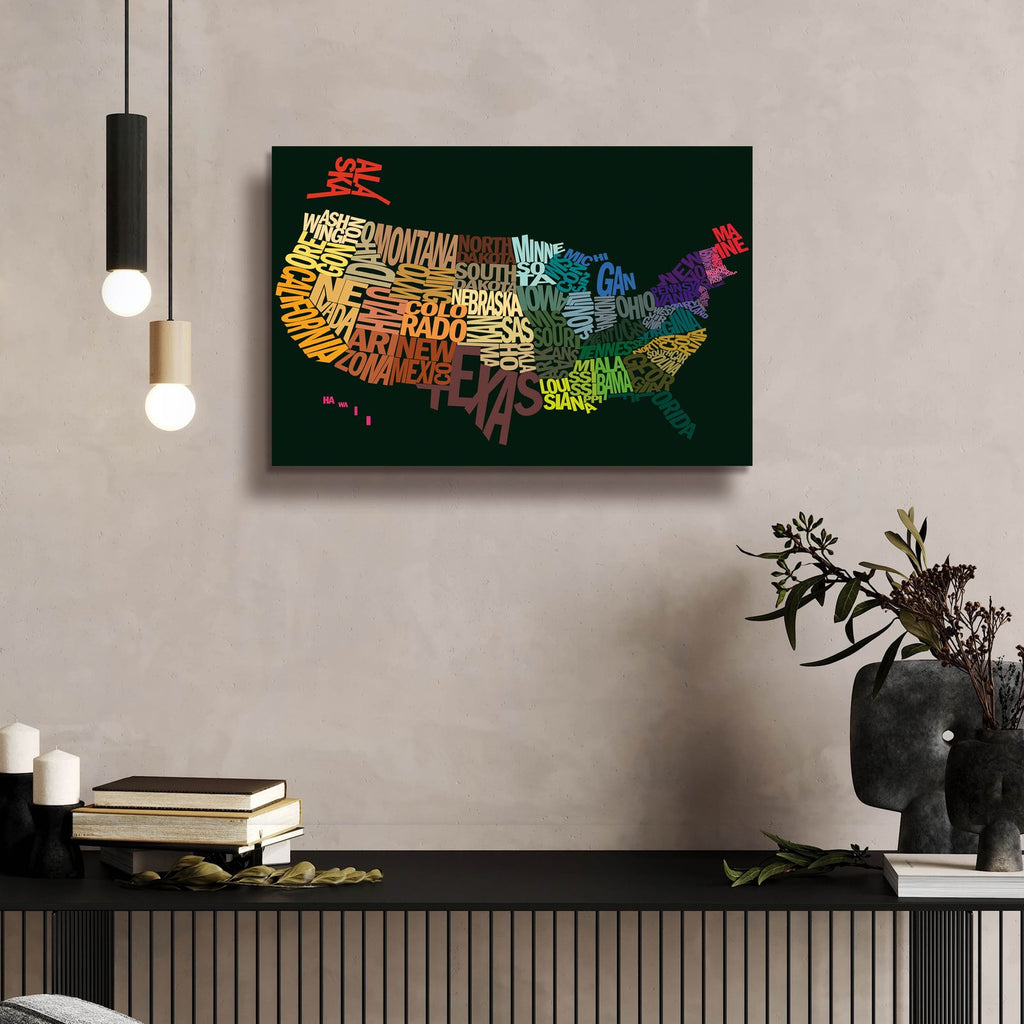States Of Text by Art Licensing Studio - 24x16 acrylic wall art in a room