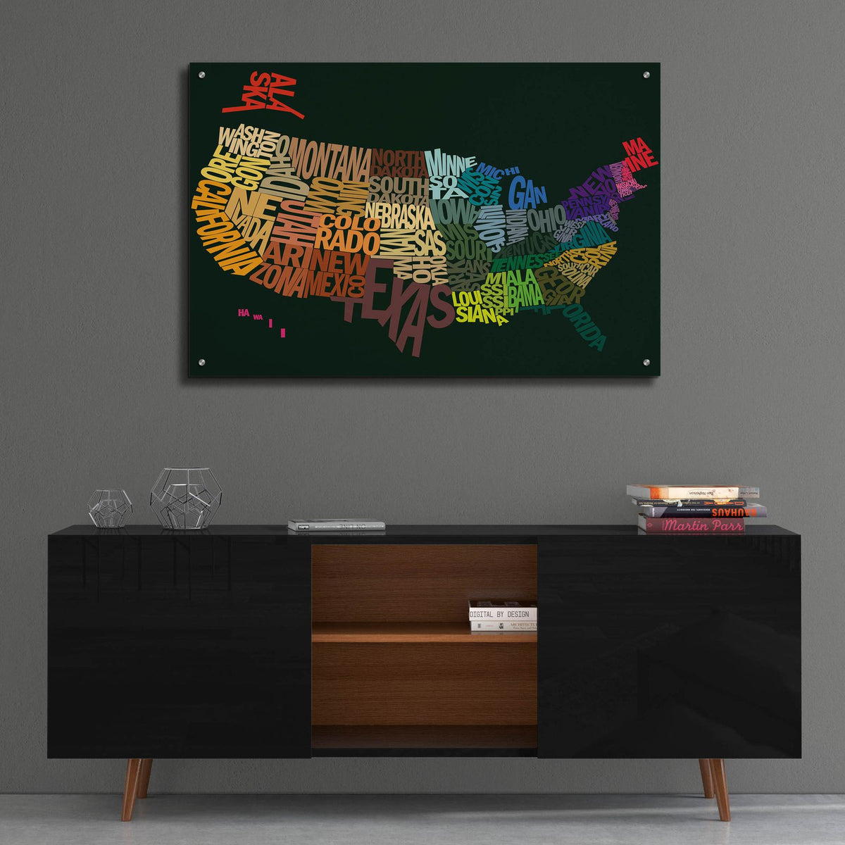 States Of Text by Art Licensing Studio - 36x24 acrylic wall art in a room