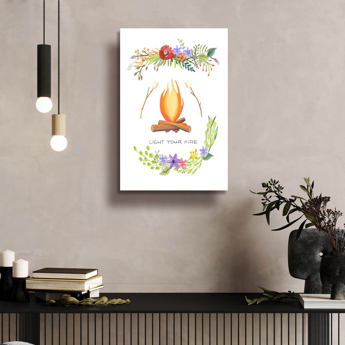 Sweet Adventure Fire by Art Licensing Studio - 16x24 acrylic wall art in a room