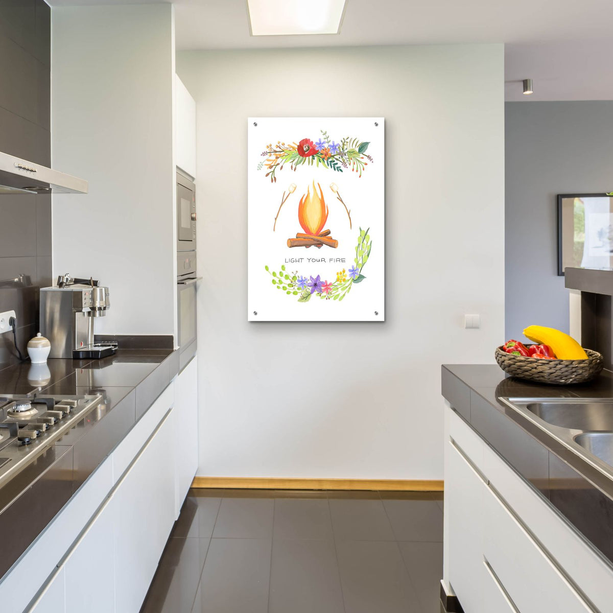 Sweet Adventure Fire by Art Licensing Studio - 24x36 acrylic wall art in a room