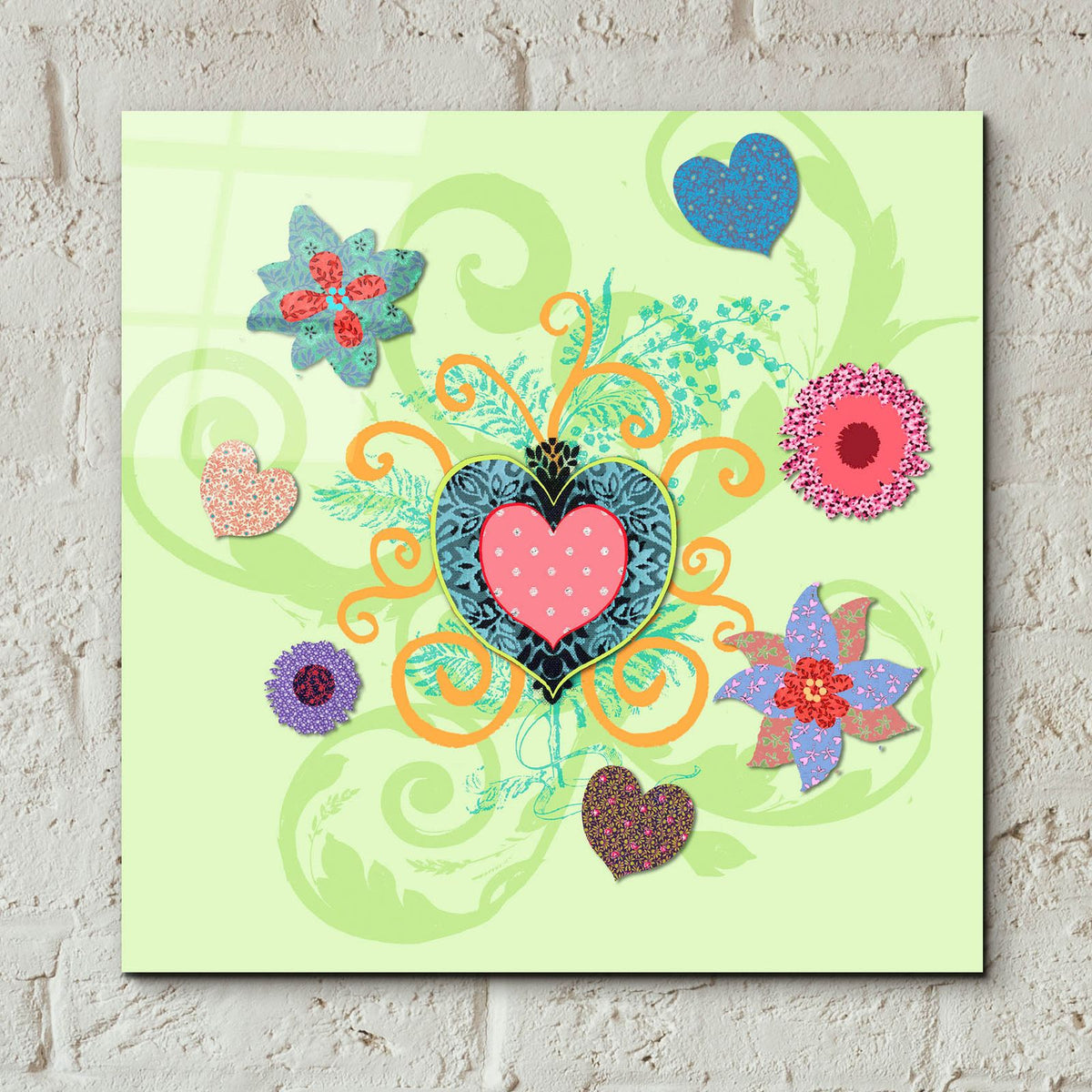 Swirling Big Heart by Art Licensing Studio - 12x12 acrylic wall art in a room