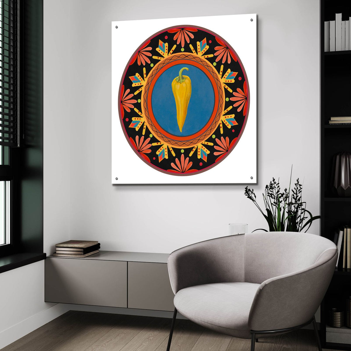 Talavera Tex-mex 3 by Art Licensing Studio - 36x36 acrylic wall art in a room
