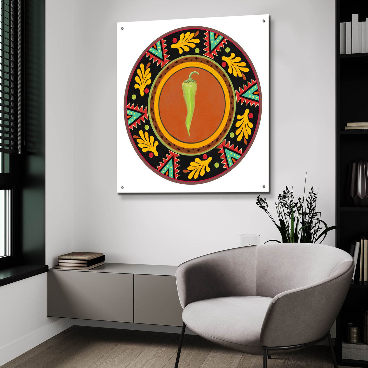 Talavera Tex-mex 4 by Art Licensing Studio - 36x36 acrylic wall art in a room