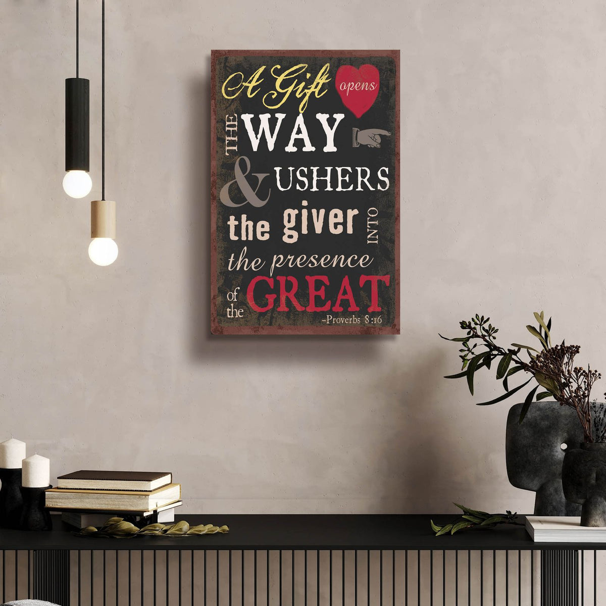 The Gift 2 by Art Licensing Studio - 16x24 acrylic wall art in a room