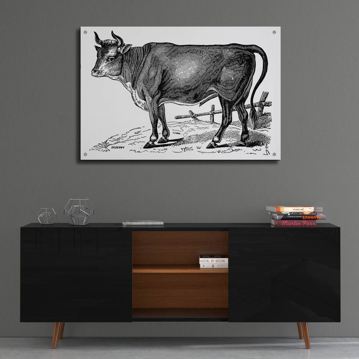 The Happy Cow by Art Licensing Studio - 36x24 acrylic wall art in a room
