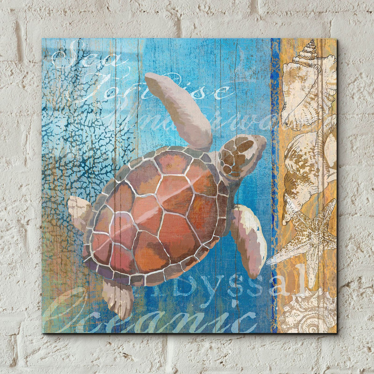 Turtle And Sea by Art Licensing Studio - 12x12 acrylic wall art in a room