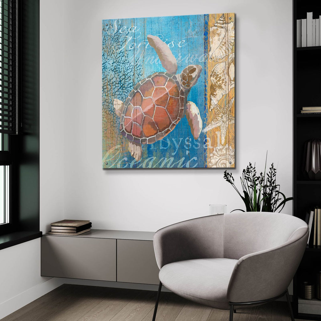 Turtle And Sea by Art Licensing Studio - 36x36 acrylic wall art in a room