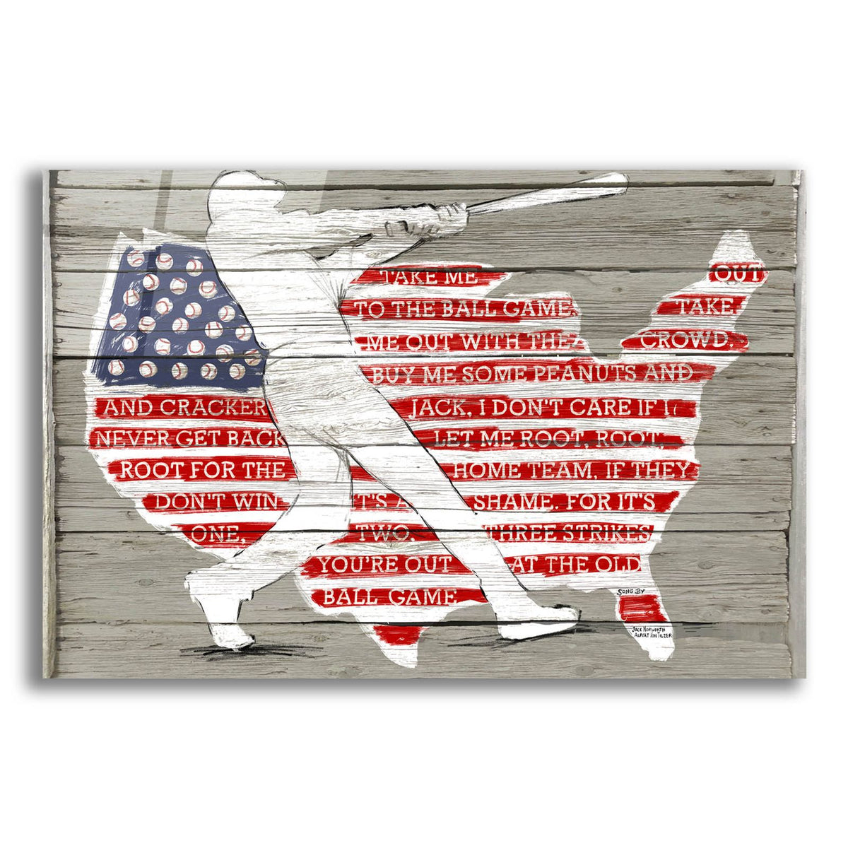 Usa Flag And Batter by Art Licensing Studio acrylic glass wall art