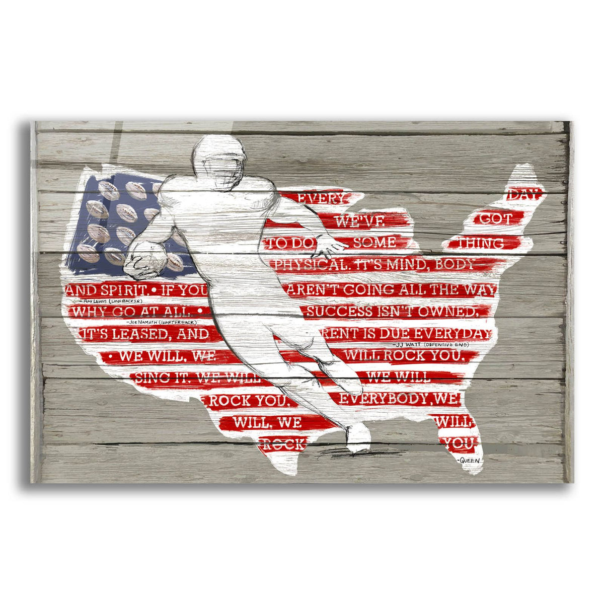 Usa Flag And Runningback by Art Licensing Studio acrylic glass wall art
