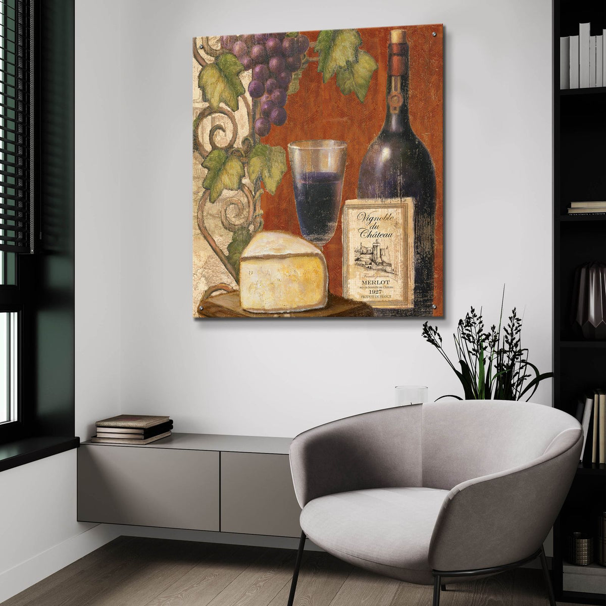 Wine And Cheese Tasting 3 by Art Licensing Studio - 36x36 acrylic wall art in a room