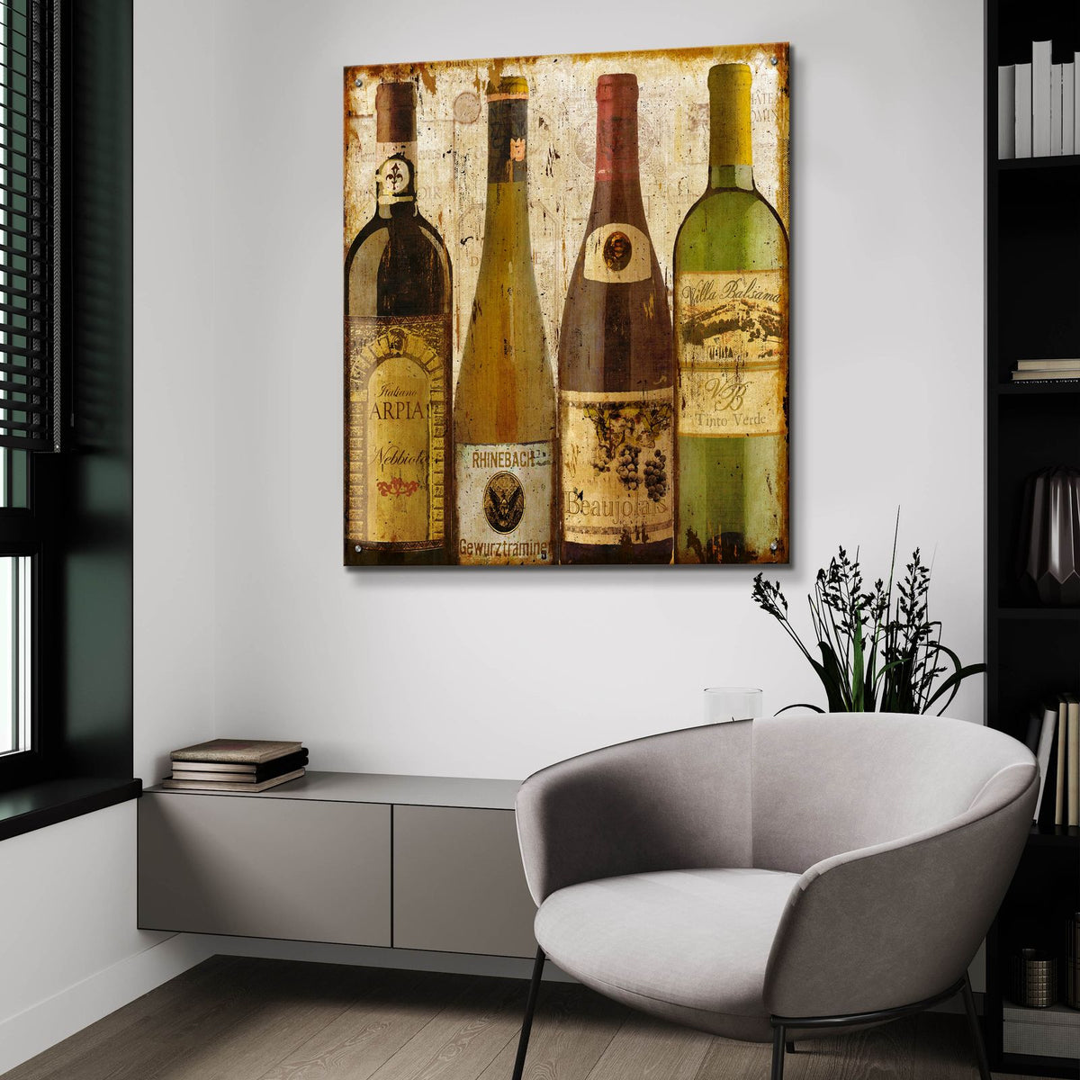 Wine Samples Of Europe 1 by Art Licensing Studio - 36x36 acrylic wall art in a room