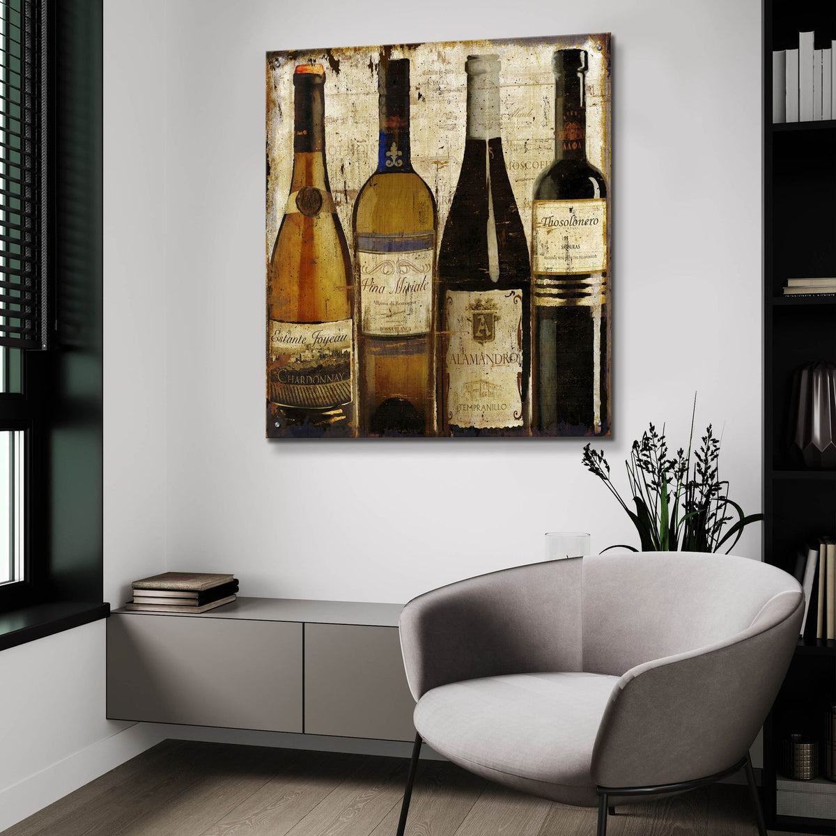Wine Samples Of Europe 2 by Art Licensing Studio - 36x36 acrylic wall art in a room
