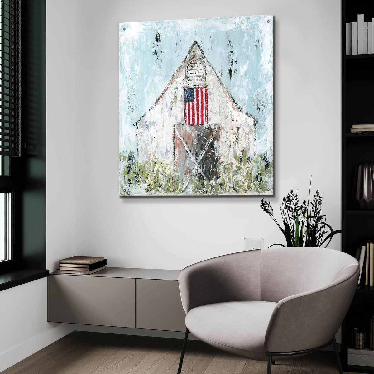 Americana Barn by Ashley Bradley - 36x36 acrylic wall art in a room