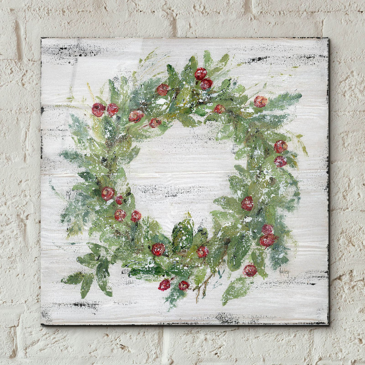 Berry Wreath by Ashley Bradley - 12x12 acrylic wall art in a room