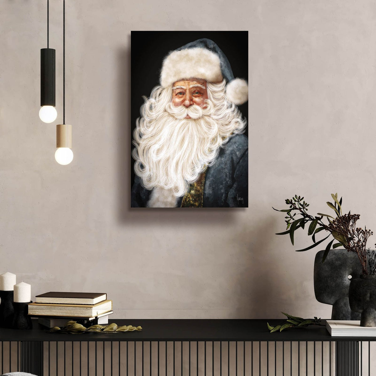 Blue Santa by Ashley Bradley - 16x24 acrylic wall art in a room