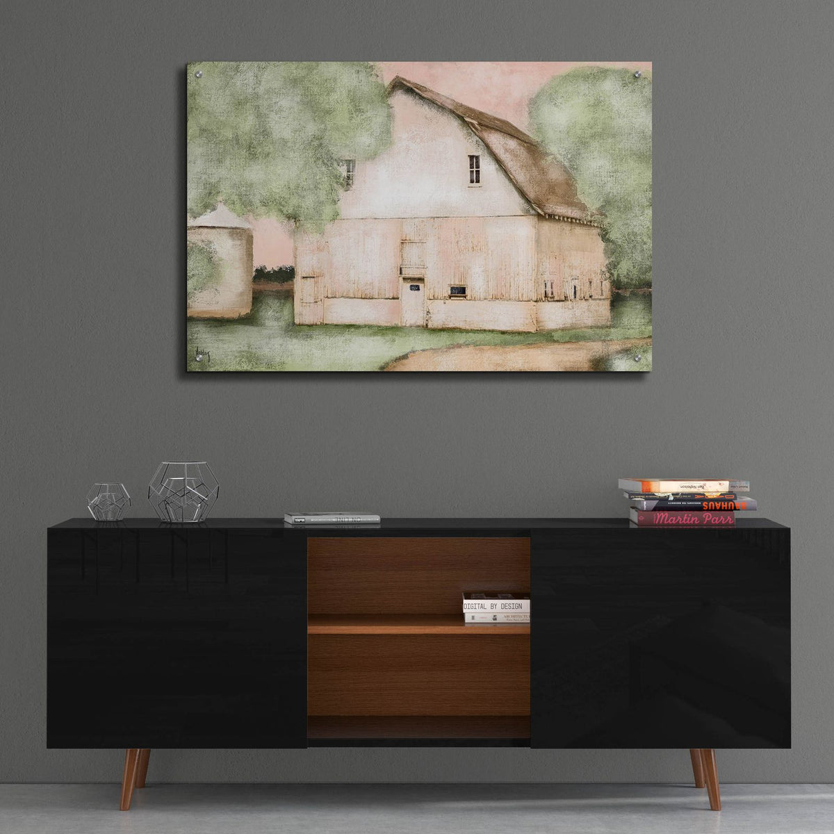 Blushing Barn by Ashley Bradley - 36x24 acrylic wall art in a room