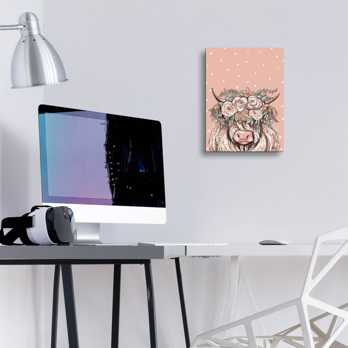 Boho Cow 1 by Ashley Bradley - 12x16 acrylic wall art in a room